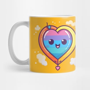 Kawaii Cute Heart Balloon Pride Rainbow Mug